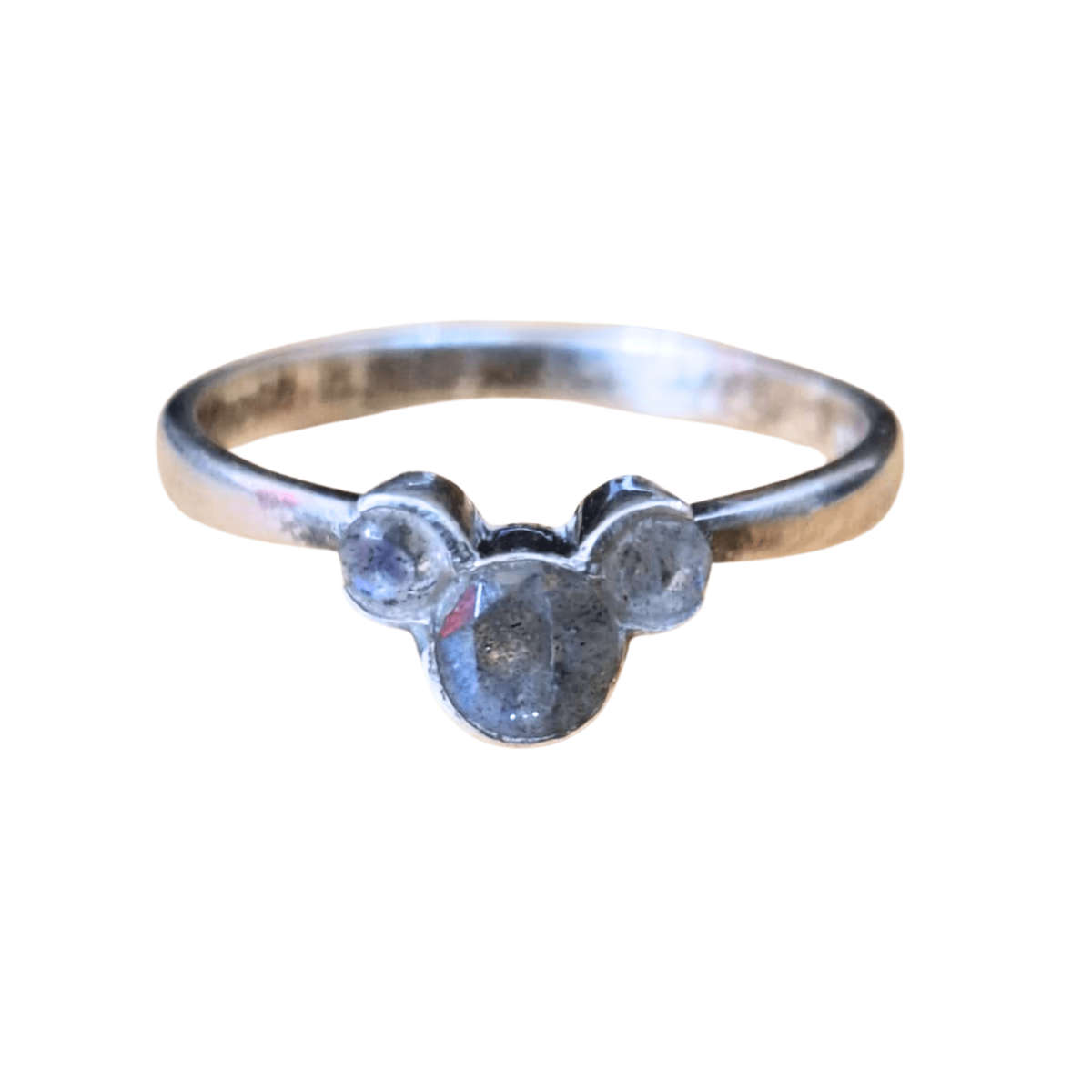 Labradorite ring in 925 silver, round, size 7
