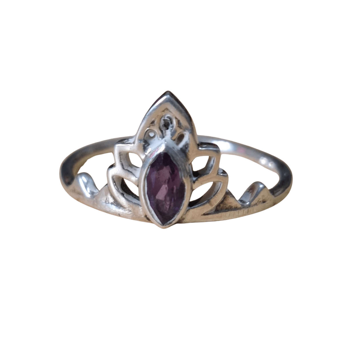 Amethyst ring in 925 silver, Marquise, Size 7