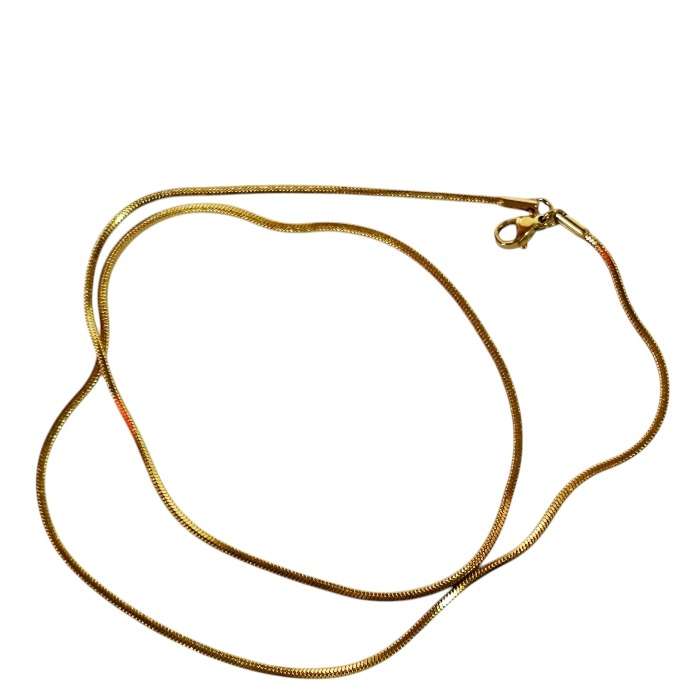 Gold Triangular Snake Chain with lobster clasp, Stainless steel, 1.5mm wide, 56cm