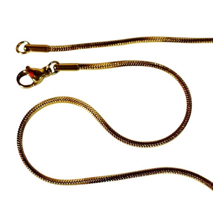 Gold Triangular Snake Chain with lobster clasp, Stainless steel, 1.5mm wide, 56cm