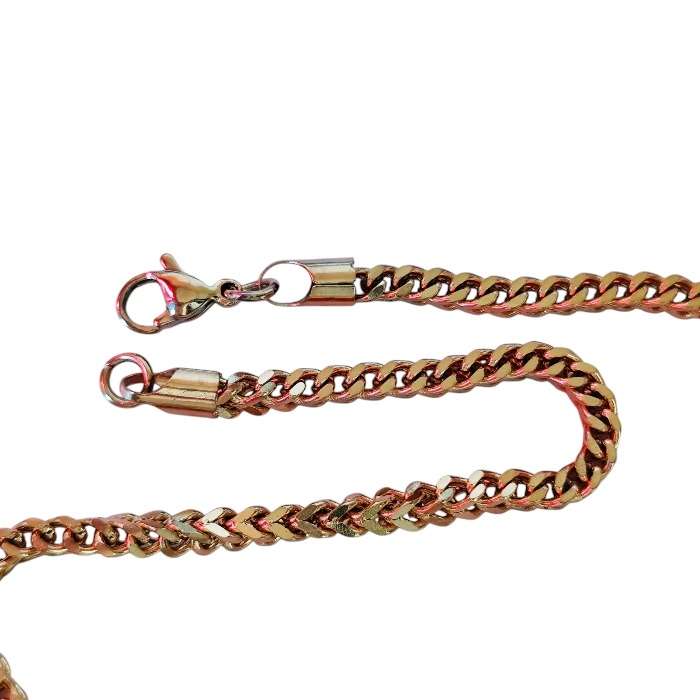 Gold Cuban Box Chain with lobster clasp, Stainless steel, 3.3mm wide, 60.5cm