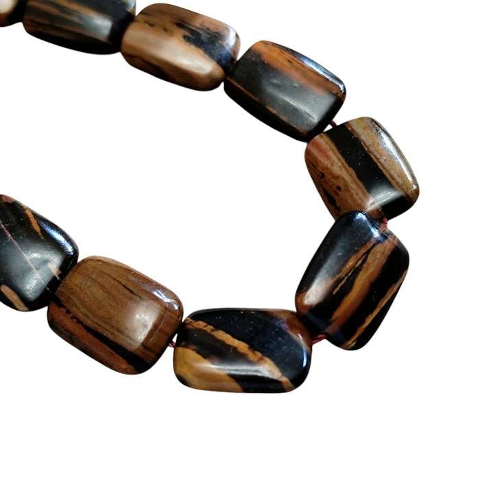 Brown opal 18 x13mm rectangular bead string, 39.6cm