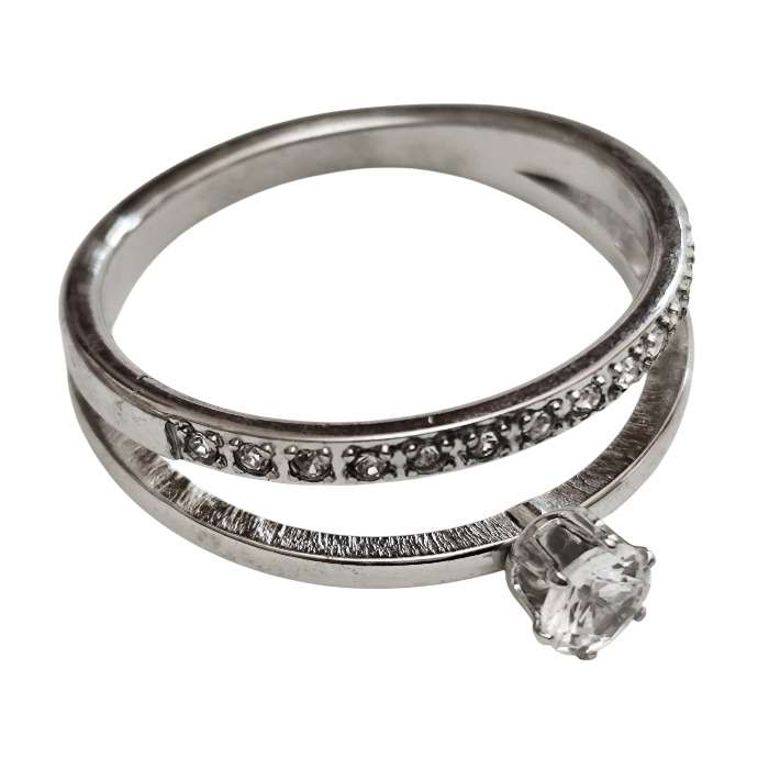 Stainless steel ring, size 6-13, Silver, Single stone