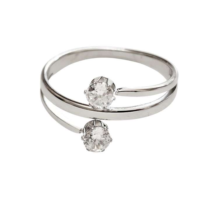 Stainless steel ring, size 6-13, Silver, Double stone