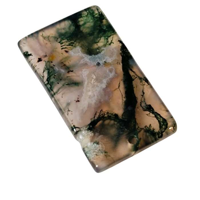 Moss Agate square cabochon pendant, 33x20mm