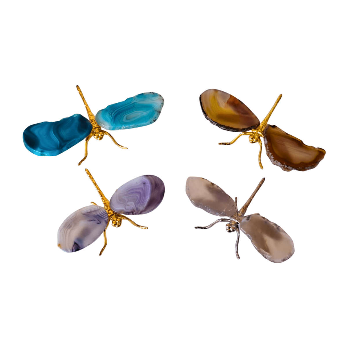 Agate dragonfly, Assorted color agate slice, 11.5x7.5x3cm