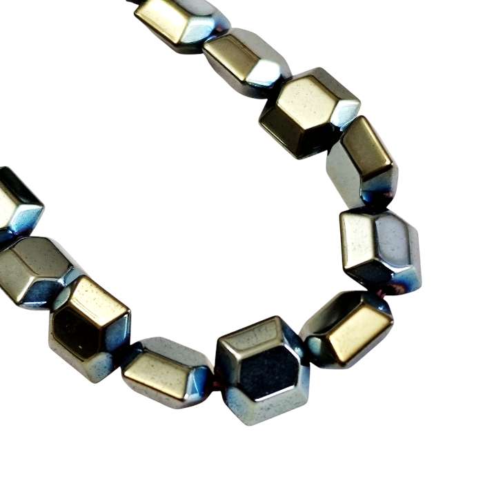 Faceted Geometric Hematite 5.7mm Nugget Bead Strand, 40 cm