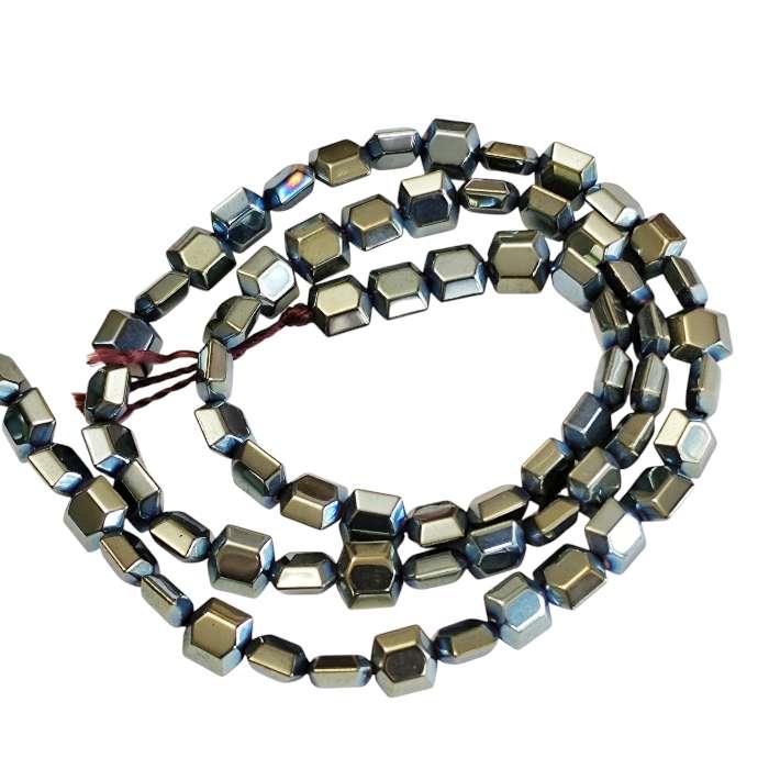 Faceted Geometric Hematite 5.7mm Nugget Bead Strand, 40 cm