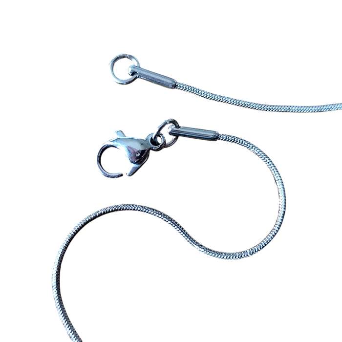 Snake chain with lobster clasp, Stainless steel, 1mm wide, 56.5cm long
