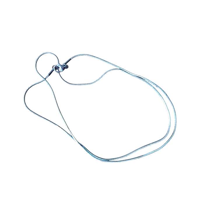 Snake chain with lobster clasp, Stainless steel, 1mm wide, 56.5cm long