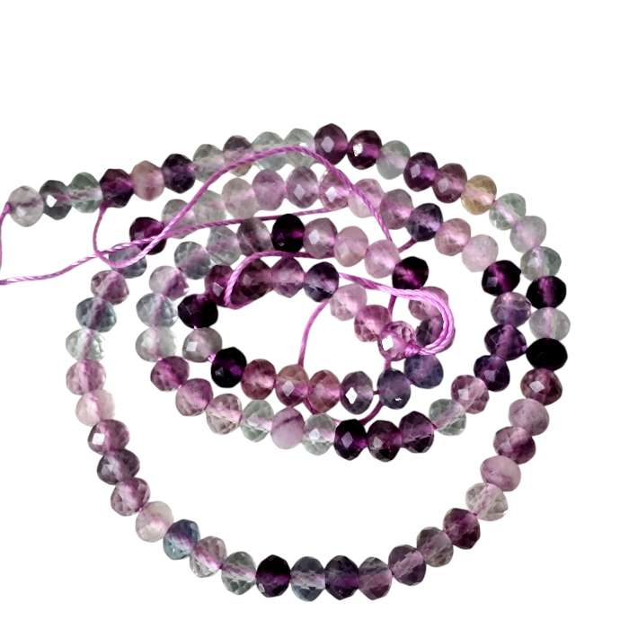 Rainbow fluorite facet Rondelle shaped bead string, 5.1mm, 39.5cm