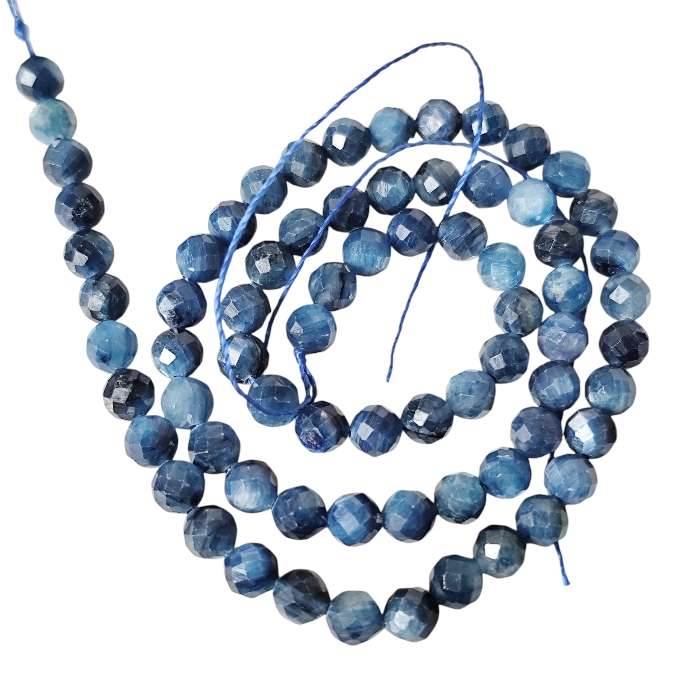 Kyanite facet round shaped bead string, 5.4mm, 38.5cm