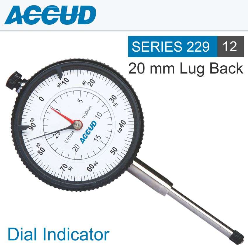 ACCUD DIAL INDICATOR FLAT BACK 20MM- AC229-020-12