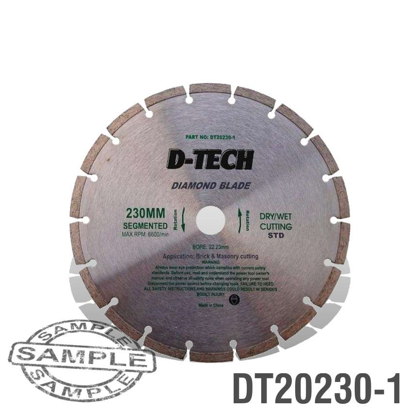 D-TECH - DIAMOND BLADE SEGMENTED STD. 230 X 22.23MM        DT20230-1