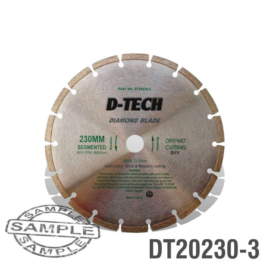 D-TECH - DIAMOND BLADE SEGMENTED STD. 230 X 22.23 BRICK & MASONRY        DT20230-3
