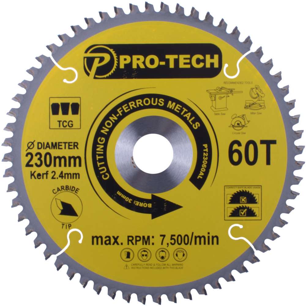 PRO-TECH- SAW BLADE TCT 230 X 2.4 X 30 X 60T ALUM. PROF.PT23060AL