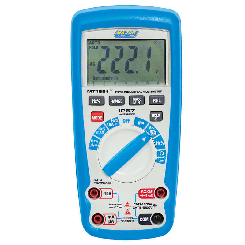 MAJOR-TECH - 1000V AC/DC IP67 TRMS Multimeter, CAT IV 600VMT1881
