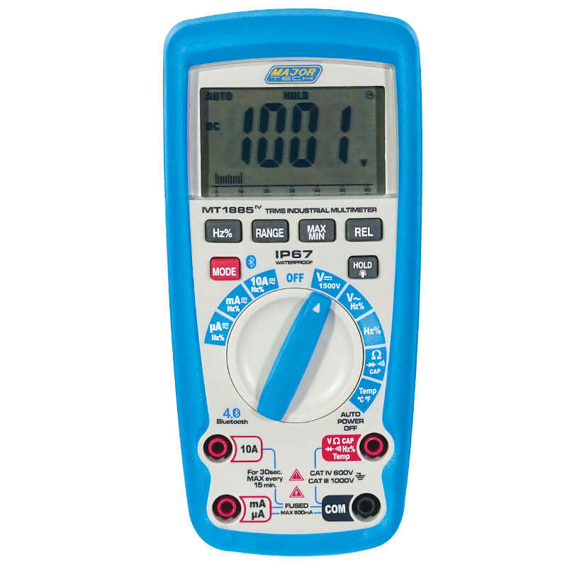 MAJOR-TECH - 1500V DC IP67 TRMS Bluetooth Multimeter, CAT IV 600VMT1885