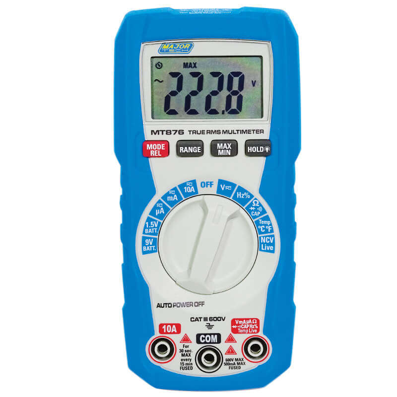 MAJOR-TECH - 600V AC/DC TRMS Compact Multimeter, CAT III 600VMT876