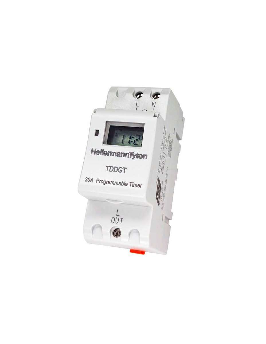 HellermannTyton Timer Digital 7 Day 30A Geyser Din Rail MountedTDDGT