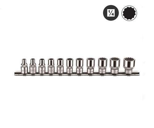 FORCE 1/4 DR 11PC SOCKET SET 12PT 5/32-9/16 W/RACKHOLDER    FO21110