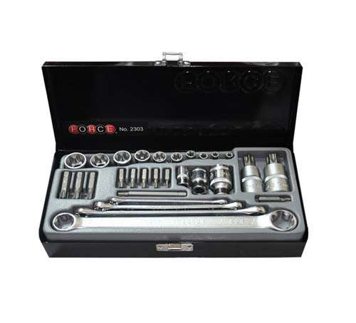 FORCE 1/4 DR 29PC STAR SET E5-E20 T10-T50BITS + WRENCH   FO2303