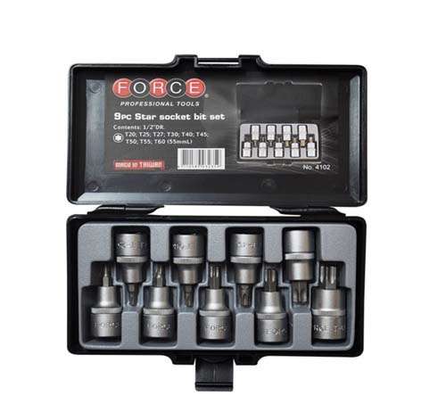 FORCE 1/2 DR 9PC SOCKET TORX BIT SET T20-T60   FO4102