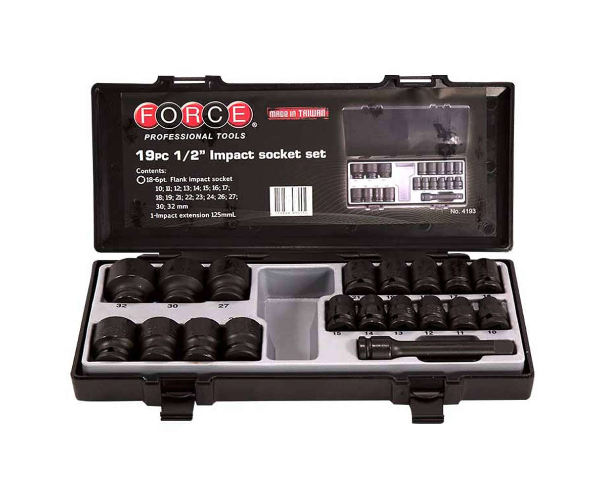 FORCE 1/2 DR 19PC IMPACT SOCKET SET 10-32MM   FO4193