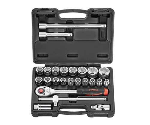 FORCE 1/2 DR 24PC SOCKET SET 5/16-1 1/4 STD CHROME   FO4246S-5