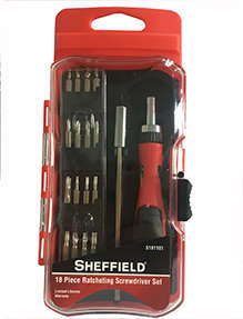 SHEFFIELD RATCHETING SCREWDRIVER 18 PCE SET - SHF014