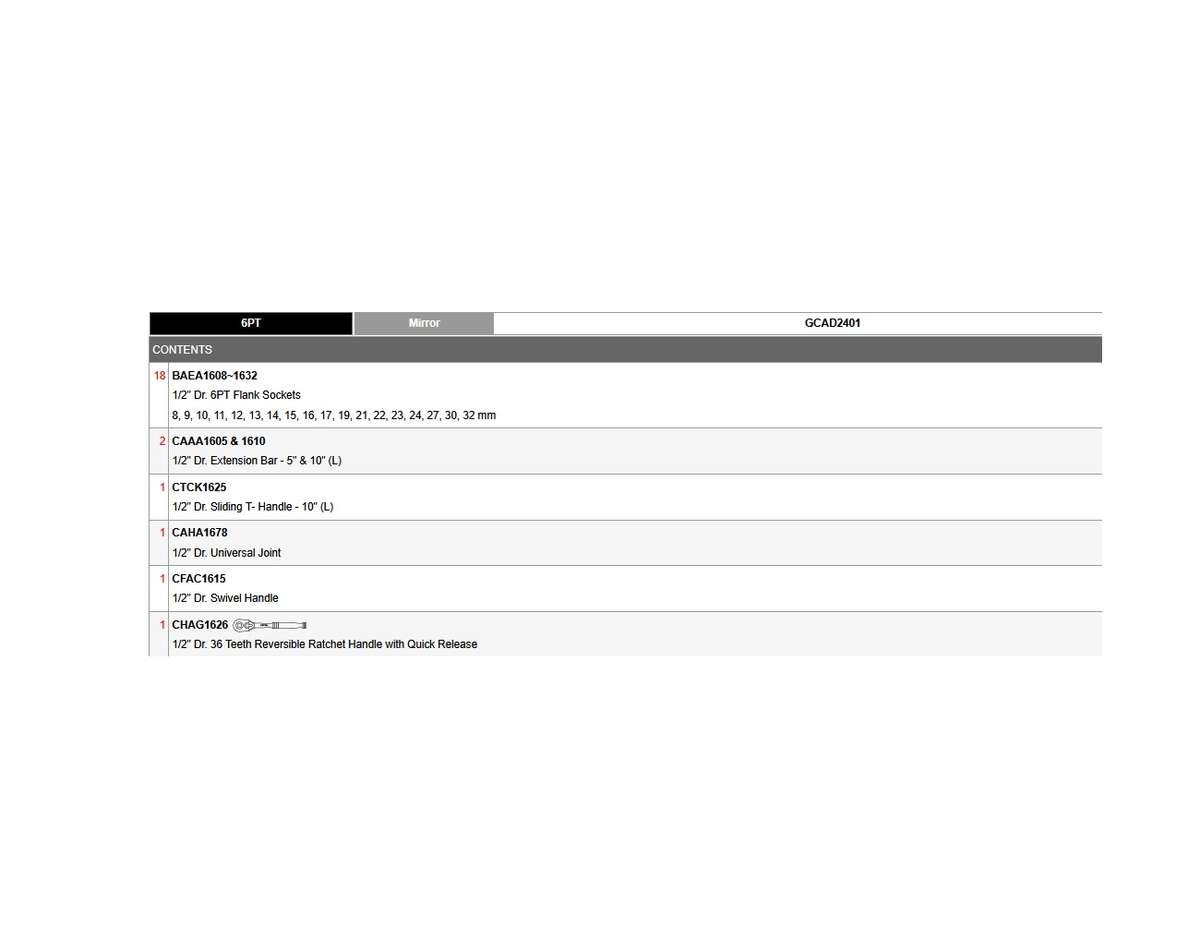 TOPTUL - 24 PC 1/2 DR. SOCKET SET        GCAD2401