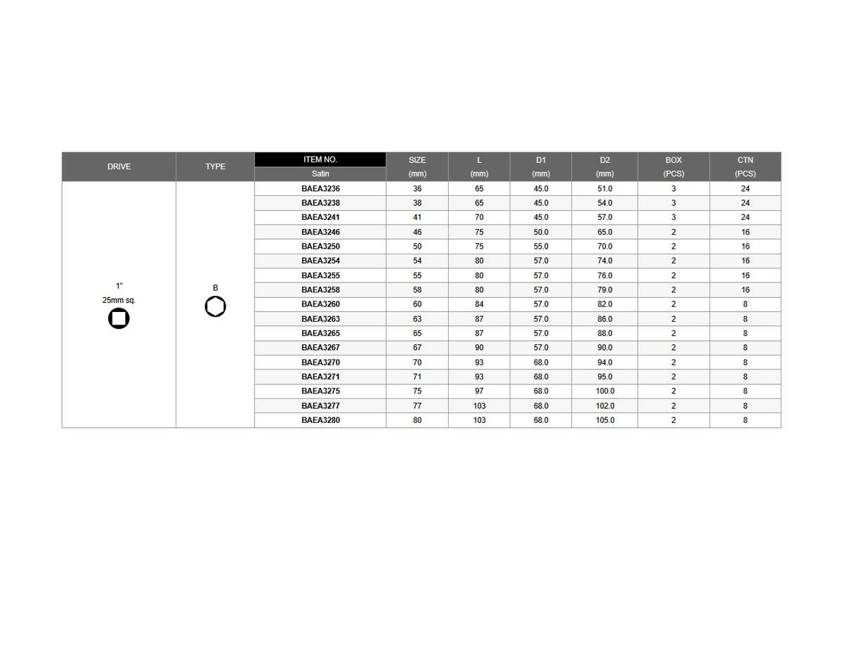 TOPTUL - 1 X 58mm 6 PT SOCKET        BAEA3258
