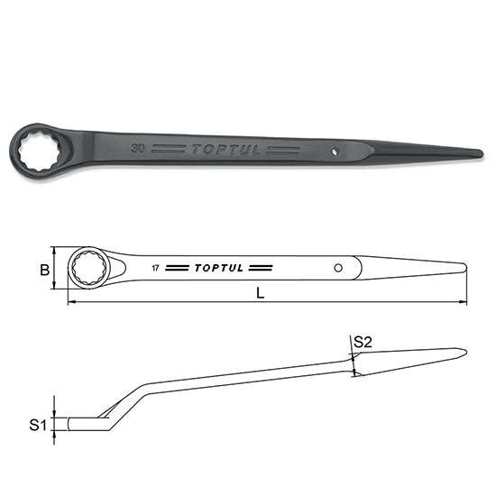 TOPTUL - 65mm SINGLE RING WRENCH 45 DEG OFFSET        AAAS6565