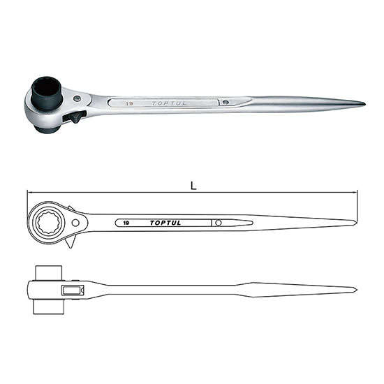 TOPTUL - 50x55 DOUBLE SOCKET RATCHET WRENCH        AEAH5055