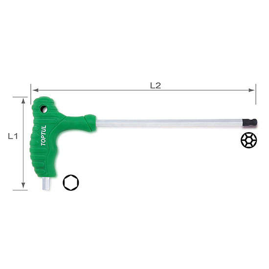 TOPTUL - 2.5 MM 2WAY BALL POINT & HEX KEY WRENCH        AGCA2E15