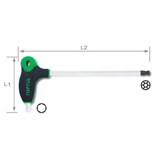 TOPTUL - 2 MM 2WAY BALL POINT & HEX KEY WRENCH        AGCA0215