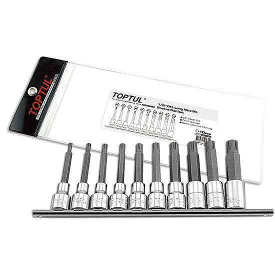 TOPTUL - 10PC 1/2 RIBE BIT RAIL SET (EX-LONG)        GAAG1003