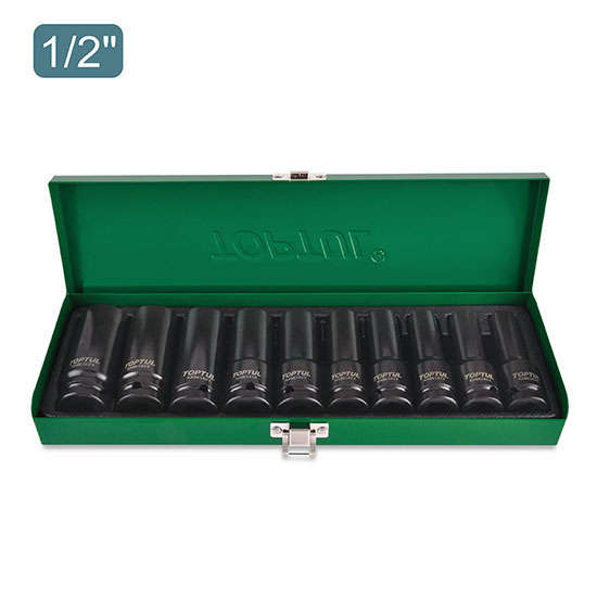 TOPTUL - 10PC 1/2 6PT DEEP IMPACT SOCKET SET        GDAD1002