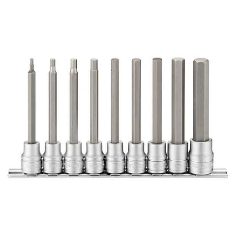 TENG TOOLS - 9PC 3/8inch Drive 100mm Long Hex Bit Socket Set - M3809