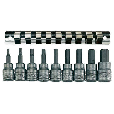 TENG TOOLS - 9PC 3/8inch Drive Hex Bit Socket Set on Clip Rail - M3812