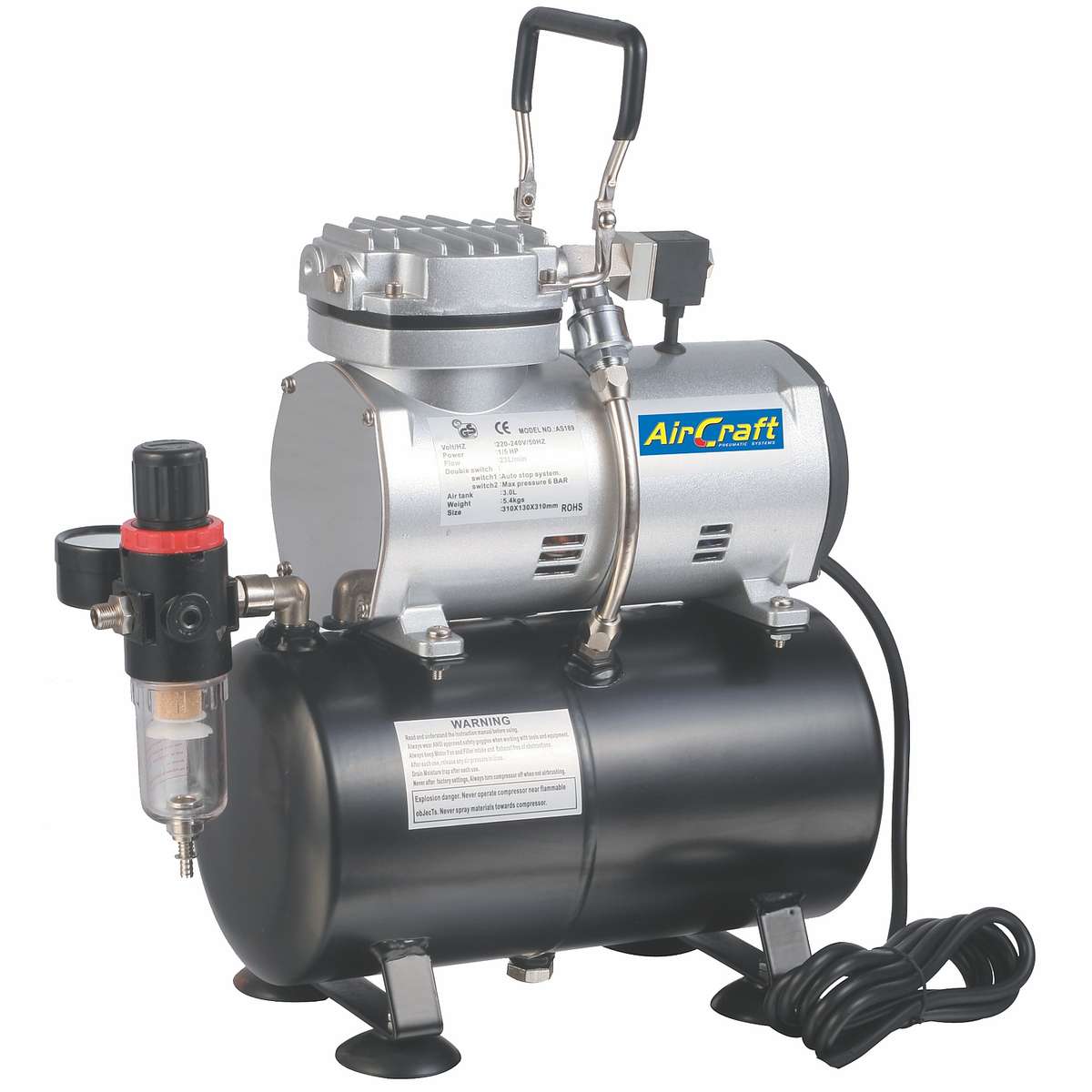 AIR CRAFT - COMPRESSOR FOR AIRBRUSH 1CYL ON TANK 3LTR - SG COMP06