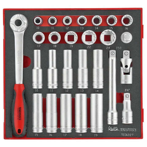 TENG TOOLS - 27PC 1/2inch Drive Socket Set in EVA - TED1227