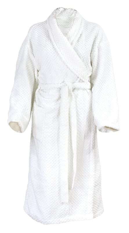 Bathrobe - Terry - Shawl Collar - Popcorn Optical White