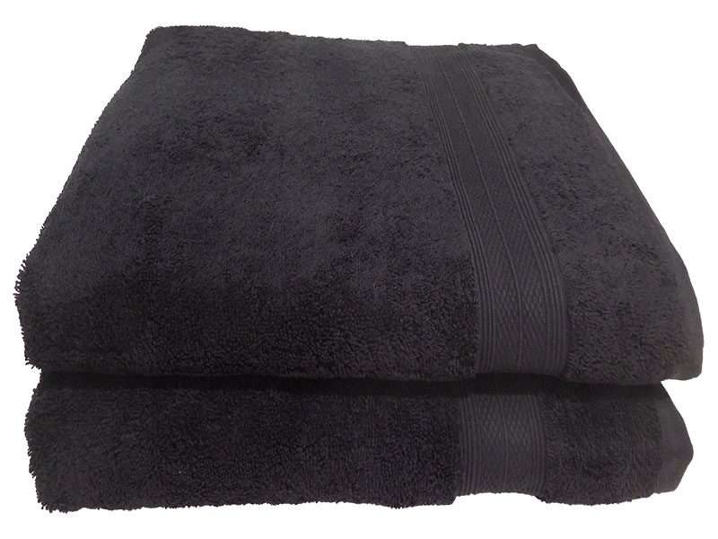 Bunty's Plush 450GSM Bath Sheets - 20 Colours - 02 Piece Pack - Jet Black