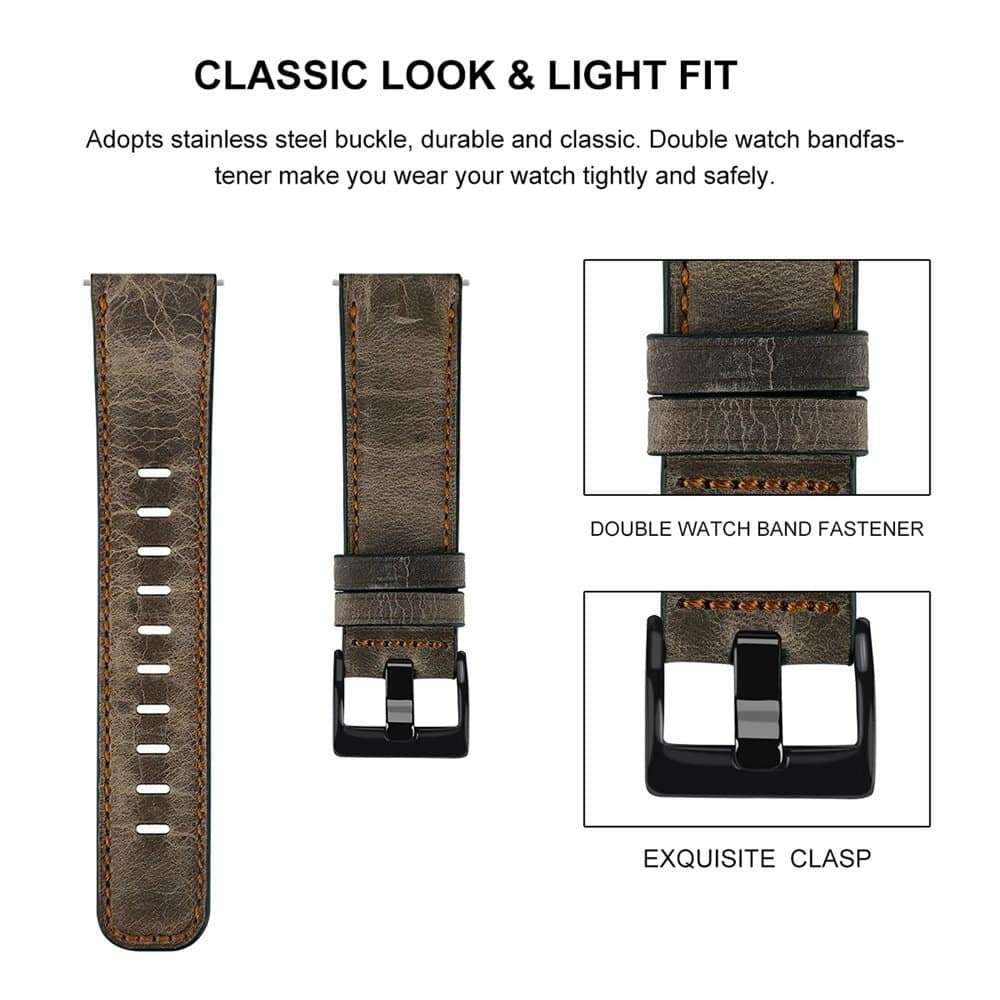 Killer Deals Universal Leather Band Strap 22mm Vintage - Brown