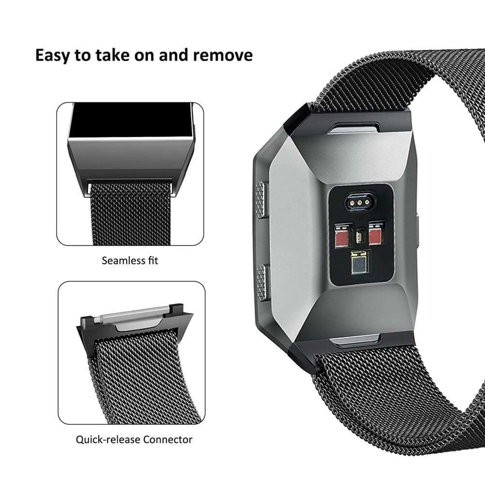 Fitbit Ionic replacement stainless-steel Milanese strap - Black x2 Combo