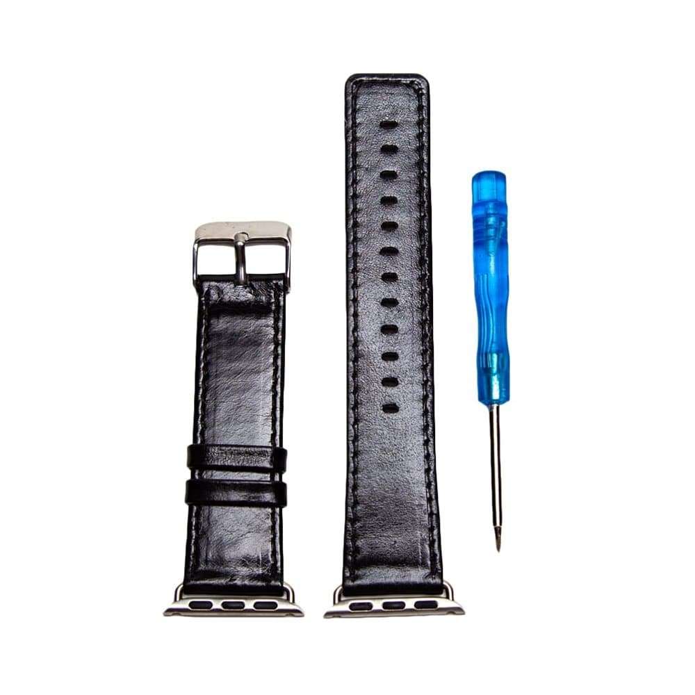 Leather Strap for 42/44/45/49mm Apple Watch- Black