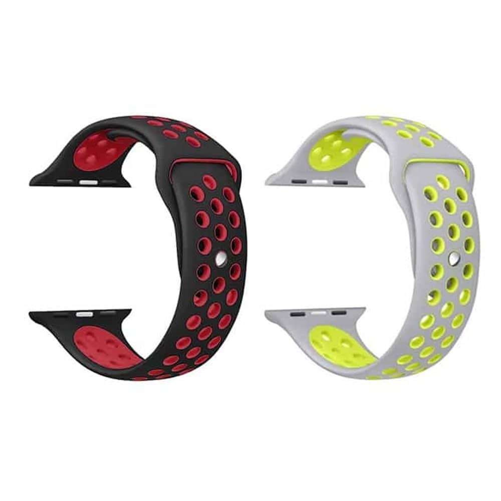 Silicone Strap for 38/40/41mm Apple Watch- Red + Grey- M/L