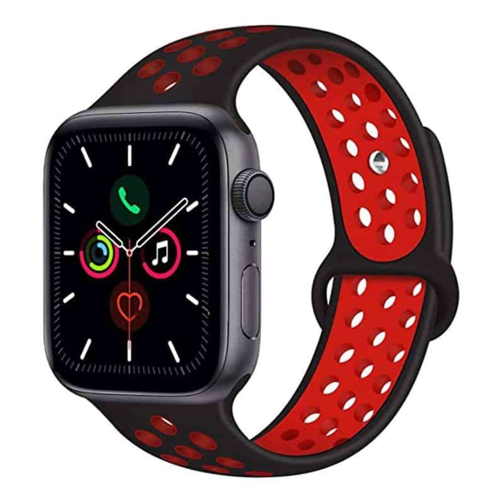 Silicone Strap for 38/40/41mm Apple Watch- Red + Grey- M/L