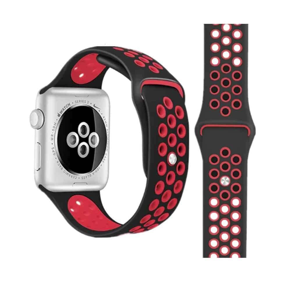Silicone Strap for 38/40/41mm Apple Watch- Red + Grey- M/L